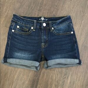 EUC Sz 12 girls 7 For All Mankind Dark Blue Denim Kids Shorts